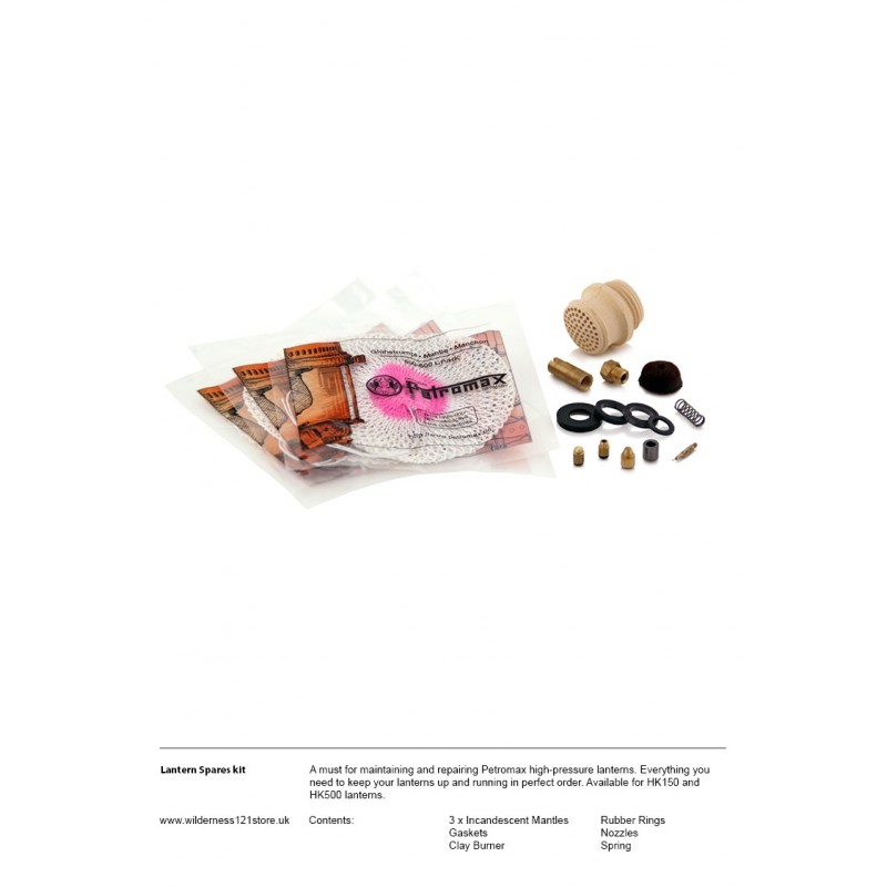 Lantern Spares kit for the Petromax HK150 Pressure Lantern fact sheet