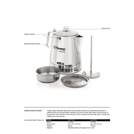 Stainless Steel Percolator factsheet