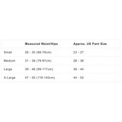 Wazoo Cache Belt - size guide