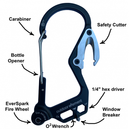 Outdoor Element - Fire Escape - Multitool Carabiner