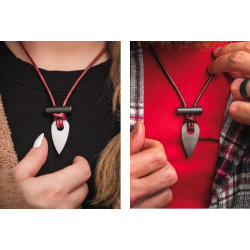 wazoo spark necklace being worn black and white