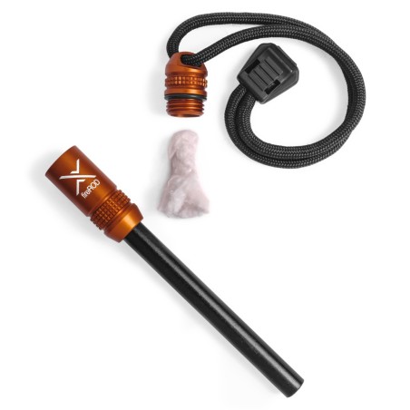 EXOTAC fireROD version 2 firesteel firestarter with open capsule and tinder