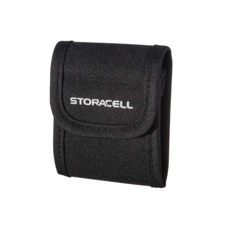 Storacell Powerpax Pouch view of open pouch showing Velcro closure and  containing a Storacell Slimline AA battery caddy
