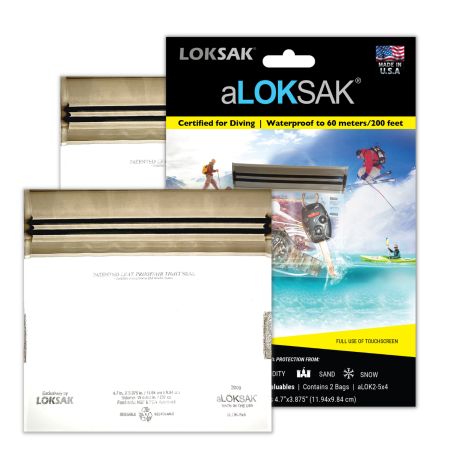 aLOKSAK Waterproof Bag 2 x 5x4 aLOK2-5x4 electronics protection phone