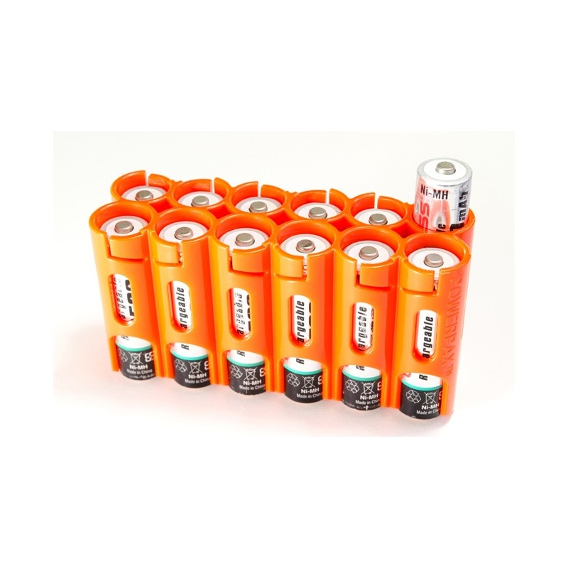 Powerpax Storacell 12AA Battery Caddy Orange