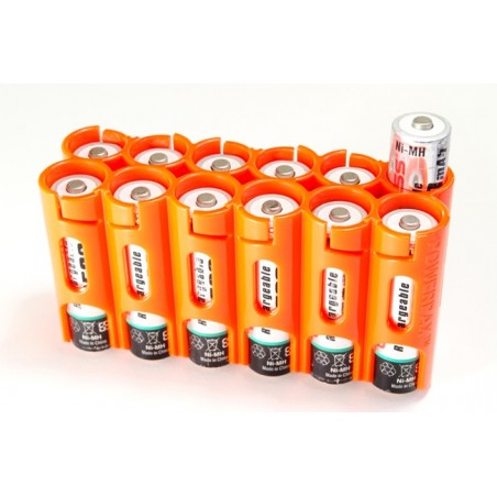 Powerpax Storacell 12AA Battery Caddy Orange